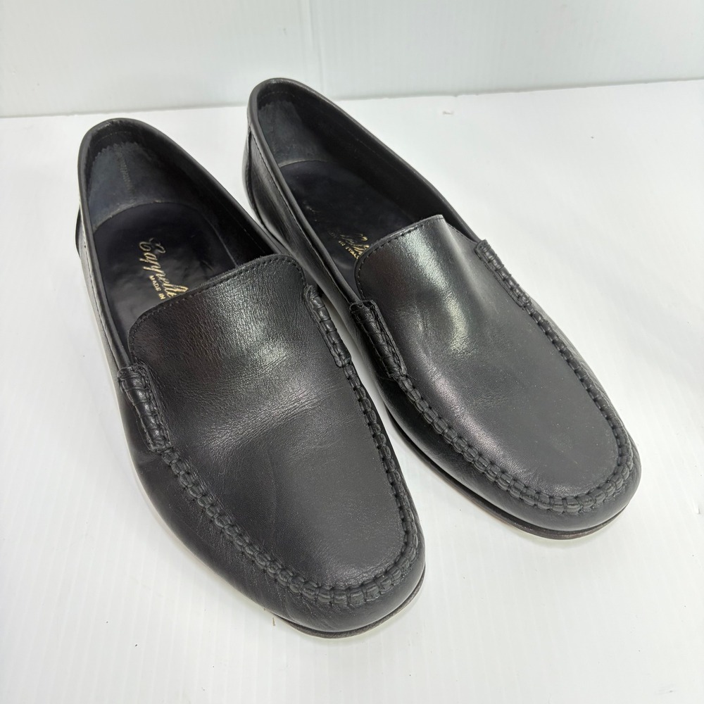 Cappelletti Mens Black Leather Whipstitch Loafers Slip On Shoes 43 US 10 Italy - Picture 8 of 11